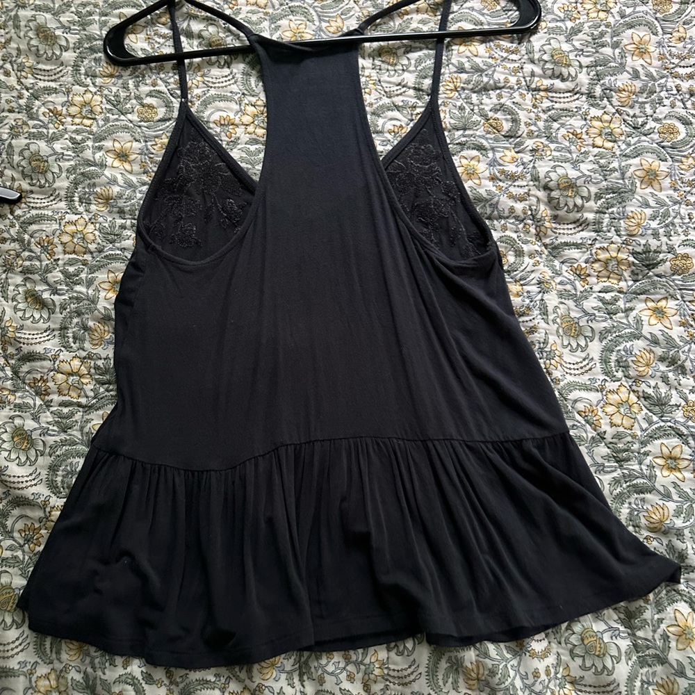 American Eagle Outfitters Black Lace Trim Tank Top - Picture 2 of 4